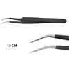 MELCAP Pinzetta Curva 13 cm per ciglia punta fine antiscivolo