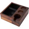 Zunate Cassetta per Caffè Espresso 4 in 1 in Legno, Scatola per Distributore di Caffè da 58 Mm con Scatola per Fondi di Caffè in Acciaio Inossidabile Rimovibili e Poggiapiedi, Pressino per Caffè Espresso,