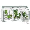 VOUNOT® Mini Serra da Giardino a Tetto a Punta 270x90x90cm, con 3 Finestre Laterali Avvolgibili, Copertura in PE Rinforzato 135g/m² e Telaio in Acciaio, per Orto, Pomodori, Fiori, Verdure, Bianco
