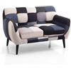 LIBEROSHOPPING Divano in tessuto 132 cm patchwork blu LEVANTE 2 posti