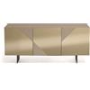 Capodarte Madia credenza 3 ante in vetro specchio Bronzo e cassa Tortora ARTE 180 con 2 piedini