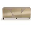 Capodarte Madia credenza 3 ante in vetro specchio Bronzo e cassa Tortora ARTE 180 con 5 piedini