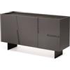 Capodarte Madia credenza 3 ante inserti Marmo Nero con scocca Antracite GIRONA con 2 piedini