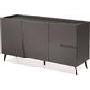 Capodarte Madia credenza 3 ante inserti Marmo Nero con scocca Antracite GIRONA con 5 piedini