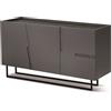 Capodarte Madia credenza 3 ante inserti Marmo Nero con scocca Antracite GIRONA con piedini sagomati