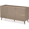 Capodarte Madia credenza 3 ante inserti specchio Bronzo con scocca Tortora GIRONA con 5 piedini