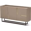 Capodarte Madia credenza 3 ante inserti specchio Bronzo con scocca Tortora GIRONA con piedini sagomati