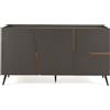 Capodarte Madia credenza 3 ante inserti teak con scocca Antracite GIRONA con 5 piedini