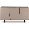 Capodarte Madia credenza 3 ante inserti teak con scocca Tortora GIRONA con 2 piedini