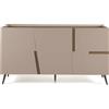Capodarte Madia credenza 3 ante inserti teak con scocca Tortora GIRONA con 5 piedini