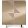 Capodarte Madia credenza 4 ante in vetro specchio Bronzo e cassa Tortora ARTE 120 con 2 piedini