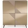 Capodarte Madia credenza 4 ante in vetro specchio Bronzo e cassa Tortora ARTE 120 con 5 piedini