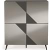 Capodarte Madia credenza 4 ante in vetro specchio Fum cassa Antracite ARTE 120 con 5 piedini