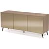 Capodarte Madia credenza a 3 ante in vetro specchio bronzo scocca tortora e 5 piedini ISIDE