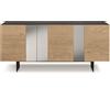 Capodarte Madia in legno 180 cm 3 ante Rovere con specchio 2 piedini - ROMEO