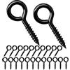 Qrity 20 Pezzi Viti per Occhielli 25mm, Gancio a Spirale in Legno, Vite Oculare, Gancio a Vite, Viti a Testa Tonda, Nero