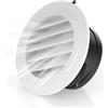 NUTKIT Griglia Aerazione Regolabile, Ø 125 mm Griglia di Ventilazione Regolabile in ABS, Dotato di Zanzariera, per Ventilatore di Scarico, Ventilatore Tubolare, Baño, Stanza, Uffici-Bianco