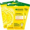Garnier 3x Garnier SkinActive Maschera Viso Monouso in Tessuto Idratante e Illuminante con Vitamina C ed Acido Ialuronico - 3 Maschere Monouso