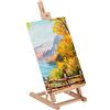Relaxdays Cavalletto Pittura da Tavolo, Espositore Regolabile per Formati A3, Mini Segnatavolo, Legno di Faggio, Marrone