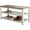Relaxdays Panca Porta Scarpe, per 6 Paia, HxLxP: 45 x 73 x 30 cm, 2 Ripiani griglia, Effetto Legno