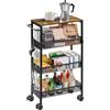 Yaheetech Carrello da Cucina a 4 ripiani con Ruote e Ganci 45 × 22 × 79 cm