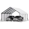 VEVOR Tendone per Posto Auto in Metallo 5,8 x 6 m, Coperto Grande per Veicoli Garage da Esterno con Struttura in Acciaio, Tenda Posto Auto Pareti Laterali Rimovibili, Tettoia per Auto Barche Camion