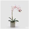 EDG Enzo De Gasperi Orchidea Phalaenopsis con Foglie e Vaso H 47 Cm Pianta Artificiale Bianco Rosa Chiaro
