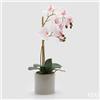 EDG Enzo De Gasperi Orchidea Phalaenopsis x2 con Foglie e Vaso H 51 Cm Pianta Artificiale Rosa Chiaro