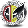 The Charmery Ciondolo in argento Sterling 925, con motivo a cerchio Dead Pool e Wolverine, compatibile con bracciali Pandora, Trollbeads, Chamilia, Biagi e molti altri bracciali con ciondoli