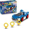 LEGO Sonic the Hedgehog: Sonic: Fulmine Supersonico - Macchina Giocattolo con Minifigure, Chaos Emerald e 3 Anelli d`Oro, Eta 7+