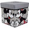 ARDITEX - Cubo Pieghevole per Bambini Topolino e Topolina con Coperchio Imbottito e Funzione Seduta - Licenza Ufficiale Disney - 30x30x30 cm - Contenitore in Tessuto Resistente nei Toni del Grigio