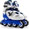 SUN&SPORT Pattini a 4 ruote con taglia regolabile e sistema frenante per bambini - misura 31-35, fibbie regolabili e imbottitura dello stivale - disponibile in blu e rosa