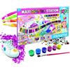 MITAMA Maxi glitter station mitama 100 pezzi. contenuto : 29 polverine glitter, 6 tempera glitter, 1 pennello, 4 colle glitter, 3 colle per polverine glitter, 56 gemme, 4 stencil