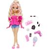 Barbie dream besties - barbie "malibu", bambola bionda alla moda con 11 accessori a tema capelli e make-up inclusi