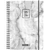 BRUNNEN Diario scolastico (2025/2026) Grey Marble, 2 pagine = 1 settimana, A5, 208 pagine, busta in PP, grigio
