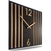 FLEXISTYLE Orologio da parete quadrato senza ticchettio, moderno, lampada, 30 cm, legno di quercia, nero, soggiorno, senza ticchettio