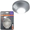 OSRAM Plafoniera NIGHTLUX, argento, con sensore di movimento e luce, funzionamento a batteria, IP20, 105 lm, 4000K, facile da installare e alloggiamento robusto.