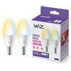 WiZ Lampadina Candela Smart LED WiFi, Luce Bianca da Calda a Fredda, E14, 40W, Tecnologia SpaceSense, Controllo Vocale (Alexa, Apple HomeKit, Google Home), Confezione da 2