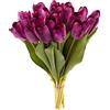 GoeJardin Tulipani artificiali, realistici al tatto, fiori finti, idratanti, per fotografie, ornamenti, casa, giardino, matrimoni, feste, 20 pezzi, fiori finti (viola)
