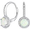 Bling Jewelry Orecchini A Goccia Solitario Rotondo In Stile Vintage Con Zirconi Cubici E Opale Creato Taglio Principessa Montati Su Lever Back In Argento Sterling .925 Pietra Di Nascita Di Ottobre
