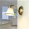 Licht-Erlebnisse Esperienze di Luce Lampada da Parete in Vetro Metallo Bronzo per Bagno L: 9 cm E14 con Interruttore Art Nouveau Lampada da Parete Elegante e antiabbagliante Specchio GRANDO
