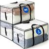 NEWSONA 3 Pezzi Borse Trasloco 88L, Contenitori Pieghevoli Trasparenti in PVC Rinforzato 135 g/m², per Vestiti Piumoni Biancheria, Maniglie Rinforzate, Doppia Cerniera in Metallo