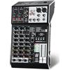 SOWOITIG Mixer audio a 4 canali, mixer audio professionale con effetti 99DSP, mixer DJ compatto con USB, Bluetooth, alimentazione phantom 48 V e pulsante PAD per registrazione, karaoke, PA, batteria e musica