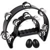 EASTROCK Tambourine Half Moon - Tamburello a mano, a forma di mezzaluna con anello di sonagli con 20 sonagli cromati per principianti. Strumento musicale a percussione con sonagli metallici a due file