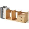 KIRIGEN Organizer da Scrivania in Legno - Scaffale Regolabile ed Estensibile con Cassetto - Libreria e Portadocumenti, Completamente Assemblato, Ideale per Ufficio e Casa colore naturale