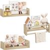 WOLTU Librerie per Bambini da Parete in Legno Massello, 40 cm Set di 3 Porta Libri per Cameretta, Scaffale Libri per Bambini, Librerie da Parete Piccole con Perline