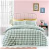 Catherine Lansfield Seersucker - Set copripiumino per letto king size, motivo a quadretti, colore: verde