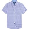 Alimens & Gentle Camicie da Uomo a Maniche Corte a Quadri con Bottoni, in Cotone, vestibilità Regolare, Camicie Casual a Quadretti, A Quadretti Blu., L