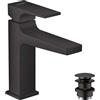 hansgrohe Metropol Miscelatore monocomando lavabo 110 con maniglia a leva e push-open, nero opaco, 32507670
