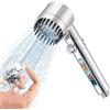 ETRAVEL Soffione doccia con filtro per acqua dura, 3+1 modalità di getto a getto ad alta pressione, per massaggio manuale, per rimuovere residui di cloro (argento)
